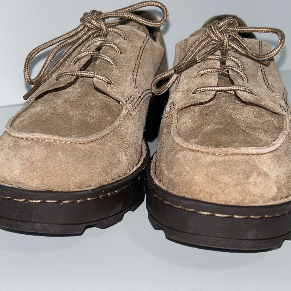 Born Womens Size 6.5 Corby Moc Toe Taupe Suede Lace Up Derby Oxfords Shoes - Picture 3 of 16